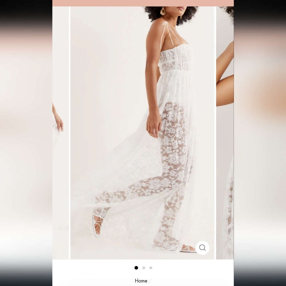 For Love & Lemons Lorena Maxi Dress White Lace - Picture 13 of 15